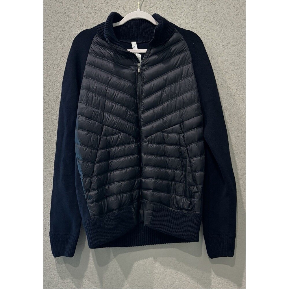 Lululemon Knowlton Hybrid Wool Sweater Goose Down Puffer Navy Blue Jacket Mens L